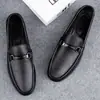 Zapatos de piel de marca de alta gama, zapatos casuales de piel para hombre sin cordones, mocasines de piel de vaca genuina para negocios, piel suave, suela suave