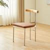 Silla de Comedor Nórdica Minimalista Silla de Cafetería con Respaldo Silla con Respaldo de Madera Maciza Silla de Comedor Sencilla de Lujo Ligero Acero Inoxidable Silla de Hierro