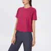 Ropa de Yoga de Verano para Mujer, Deportes al Aire Libre Costillado Manga Corta Suave Agradable a la Piel Holgada, Alta Elasticidad Cuello Redondo Camiseta Casual