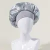 Comercio Exterior Más Vendido Gorro de Noche Elástico de Ala Ancha Popular Europeo y Americano Sombrero Redondo de Satén Sombrero para el Cuidado del Cabello para Mujeres Venta Directa de Fábrica