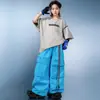 Conjunto de Fantasia de Performance Stage Loose Type Tendência Cool Hip Hop Dança de Rua Estilo Hip Hop Moda Dopamina Colorida
