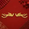 DIY Traje Antigo Celebração de Noiva Leque Leque Redondo Acessórios para Corsage Boca de Fênix Dourada Grande e Pequena com Furos Acessórios para Sapato Imortal