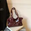 Bolso Tote de Cuero con Cera de Aceite Estilo Coreano, Bolso de Hombro Grande de Alta Gama para Viajes y Uso Diario, Bolso de Hombro Portátil Sencillo de Color Sólido para Mujer