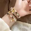 Pulseira de Contas Labubu Cor Caramelo Dupla Volta Camadas Joia de Mão Alta Estética Fashionável Versátil Valor para Casais Melhores Amigos Pulseira de Mão