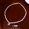 Colar com Pingente de Carrossel com Pérolas e Esmalte Gotejado, Infantil e Elegante, Corrente de Clavícula de Alta Qualidade, Design Moderno, Acessório Versátil