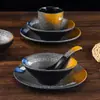 Juego de vajilla para restaurante de hot pot de melamina estilo japonés-cuatro piezas restaurante restaurante restaurante de barbacoa plato taza cuchara juego comercial