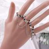 Anillo de combinación de cadena de corbata de celebridad de Internet, anillo de Diablo unisex abierto con diseño de abanico punk para hombres y mujeres, anillo de dedo con diseño de comida.