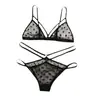 Lingerie Sexy Estilo Europeu e Americano, Biquíni Feminino Transparente de Renda Sexy, Conjunto Tentador Feminino de Três Peças, Atacado para Mulheres Maduras