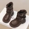 Botas Infantis Botas Martin 2026 Outono Novo Sapatos Infantis Pretos com Plush Algodão Botas Curtas Botas Quentes para Neve Botas de Cano Médio