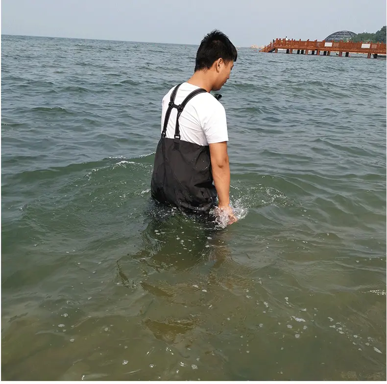 黑色半身背带下水裤,户外涉水裤,下水裤,钓鱼捕鱼服