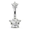 Acero de Titanio 316L Antialérgico Piercing de Ombligo Circonita Aleación de Titanio Corazón Hueco con Forma Redonda Joyería para Body Piercing Exclusivamente para Ventas Transfronterizas
