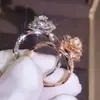 Anillo de Simulador de Zirconia Chapado en Oro Rosa de 18 Quilates Nuevo de AliExpress Anillo de Boda para Celebridades Damas Color Rosa r5401