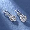 Aretes de plata S925 colgantes de oreja moissanita en forma de corazón gancho para la oreja cuatro garras moissanita boda personalizada mayoreo