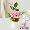 Flor Artificial Estilo Novo com Duas Cabeças de Rosa de Veludo, Pequeno Bonsai para Sala de Estudo Interna, Planta Artificial, Decoração de Flor Falsa para Mesa