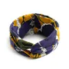 Diadema Bohemio Ins Versátil Elegante Nudo Cruzado Diadema Deportiva de Yoga Estampada Versión Ancha para Mujeres con Coronilla Alta