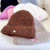Sombrero de Lana de Ciervo Dulce Japonés para Niños, Sombrero de Punto Grueso y Cálido de Otoño e Invierno, Sombrero de Vuelta Rayado de Forro Polar Teddy