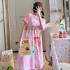 Pijama de verano para mujer de talla grande, diseño de dibujos animados lindo, para damas de talla grande, vestido camisón de seda de leche para el hogar, venta al por mayor