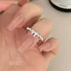 Anillo abierto de plata s925 con lazo dulce y delicado para mujer, anillo versátil de resina minimalista de nicho para dedo índice ajustable