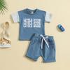 Traje Deportivo para Bebés y Niños Pequeños Camiseta de Manga Corta con Letra Parte Superior Shorts de Color Liso Ropa de Verano para Hombres y Mujeres Dropshipping