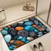Tapete de Piso de Tierra de Diatomeas con Diseño 3D de Concha Marina y Estrella de Mar, Fuerte Absorción de Agua, Secado Rápido, Antideslizante, Tapete de Baño Colorido para la Entrada del Baño