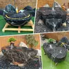 Nuevo Adorno de Agua Corriente Estilo Chino Piedra de Montaña Negra Natural Pileta de Piedra Tallado en Piedra Paisajismo de Patio Forma Irregular Piedra de Colocación Escénica Elemento de Agua de Piedra Cuenco de Piedra