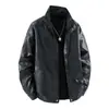 Chaqueta de béisbol para motocicleta estilo americano transfronteriza, nueva chaqueta de otoño e invierno estilo americano con cuello alto, chaqueta de cuero de moda para hombres y mujeres, corte holgado