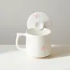 Caneca de Cerâmica Rosa com Orquídea Pintada à Mão da Dinastia Tang e Song, Caneca de Chá Criativa com Tampa, Caneca de Escritório de Alta Qualidade, Copo de Escritório