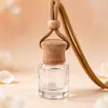 Botella de Vidrio Transparente Colgante Difusor de Aroma para Coche Cuerda Marrón de Cintura Alta Botella Redonda Plana 10ml Botella Vacía Botella Difusora de Aroma para Coche