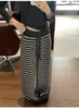 Estilo de persona perezosa presuntuosa~ Pantalones anchos de punto a rayas con caída para mujer, pantalones largos casuales de punto estilo perezoso