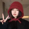 Gorro Pasamontañas para Mujer, Gorro de Punto Cálido para Otoño e Invierno, Circunferencia de Cabeza Grande, Hace que la Cara Parezca Más Pequeña, Gorro de Lana a Prueba de Frío para Viajes