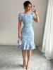 2026 Productos en Stock Comercio Exterior Transfronterizo Europeo y Americano Verano Nuevo Estilo Vestido de Mujer con Mangas Abullonadas Jacquard Texturizado Cuello Redondo Estilo Retro