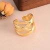 Anillo Simple Plano Personalizado, Anillo Abierto Versátil Estilo Coreano para Ropa de Trabajo, Anillo Geométrico de Tres Capas Apiladas con Corte Personalizado