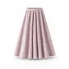 Falda acampanada elástica con textura plisada Miyake para mujer, falda larga de otoño para figuras ligeramente rellenitas, que cubre las caderas y disimula imperfecciones, elegante falda midi
