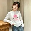 Camiseta térmica de manga larga cepillada de doble cara para niña, para Otoño/Invierno, cuello redondo, cálida, moderna
