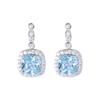 925 Brincos de Diamante Azul de Prata Esterlina Simples Quadrado Doce Feminino Brincos Elegantes 0486A