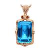 Pingente Zhenrong Jewelry 5 quilates Topázio Azul Suíço de Luxo Banhado a Cor Ouro 18K Colar com Pingente de Gema para Mulheres