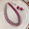 Gargantilla cuadrada con incrustaciones de diamantes de estilo europeo y americano, de alta gama, ligera, de lujo, elegante, con cadena para clavícula y cuello, delicada, para uso diario.