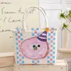 Bolsa de Cesta de Verduras de Dibujos Animados Linda, Bolsa de Compras Tejida Colorida de Gran Capacidad, Bolsa de Plástico Versátil para Llevar en la Mano para Mujeres que Van al Trabajo