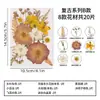 Materiais DIY para gravação em relevo com flores secas, porta-retrato com flores prensadas em resina de flor real, marcador de página com espécime de planta feito à mão, kit de material para pintura de folhas