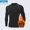 Traje de Compresión de Secado Rápido para Hombre Manga Larga Forro Polar Cálido Otoño Fitness Running Deportes Conjunto Entrenamiento Baloncesto Capa Base Invierno