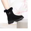 Botas de neve femininas, botas curtas, nova coleção de inverno 2026, botas curtas estilo coreano, quentes e forradas com fleece, botas de cano médio com sola grossa e saltos robustos