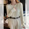 Camiseta interior de manga larga para mujer, diseño de suéter de punto liso ajustado, nuevo para otoño e invierno 2024, top para primavera y otoño