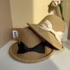 Sombrero de Paja de Ala Ancha con Lazo Estilo Sun Li, Protección Solar Primavera y Verano, Sombrero de Pescador Plegable Ajustable para Playa para Mujeres