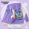 Cortavientos Infantil de Dibujos Animados Sonic the Hedgehog para Niños Otoño/Invierno Bloque de Color Forro Polar Engrosado Resistente al Viento Protección contra el Frío Chaqueta Top