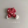 Bufanda de Punto Roja Navideña y de Año Nuevo para Niños, Calentador de Cuello Lindo con Pompón Cálido de Otoño e Invierno para Niños y Niñas, Bufanda Cruzada