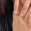 Anillo de Plata de Ley S925 Estilo Coreano con Borde de Encaje Geométrico y Goteo de Aceite para Mujer, Anillo Cruzado de Diseño Único Tendencia