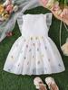 Vestido de Niña Verano 2026 Nuevo Estilo Vestido Infantil de Mangas Volantes Elegante Vestido de Tul Vestido de Princesa para Bebé Verano