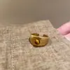 Anillo Geométrico Abierto Irregular de Piedra Ojo de Tigre Moda Retro Índice Maillard Anillo de Dedo Joyería de Nicho de Alta Gama para Mujeres