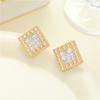 Brincos de zircônia elegantes de alta qualidade com agulha de prata S925, brincos geométricos de luxo retrô leves para mulheres, brincos de inverno da moda para todos os gostos