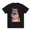 Transfronterizo 180g2025 Camiseta Gato Tor Gato Lindo Tendencia de Meme de Gato Camiseta Milenio Ropa para Hombre y Mujer Algodón Suave